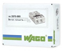 WAGO Szybkozłączka na drut 2x 0,5-2,5mm2 transparentna 2273-202 /100szt./ 